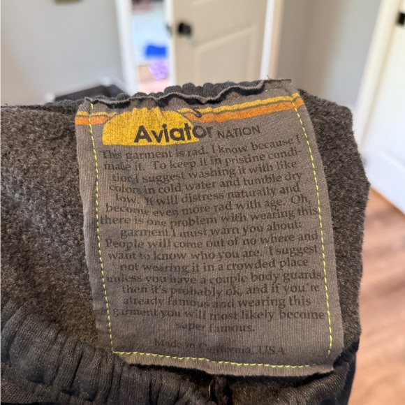 Aviator Nation Super Comfy Grey Sweatpants with Heart Accents - Picture 3 of 3